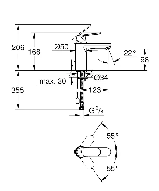 Grohe - Eurosmart Cosmopolitan - Mosdó csaptelep - 23326000 – 2. kép