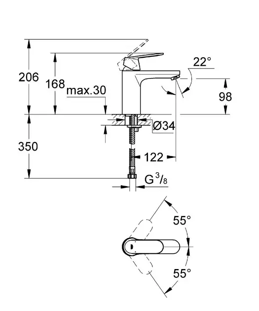 Grohe - Eurosmart Cosmopolitan - Mosdó csaptelep - 23327000 – 2. kép