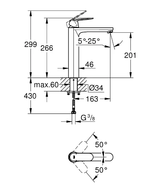 Grohe - Eurosmart Cosmopolitan - Mosdó csaptelep - 23921000 – 2. kép
