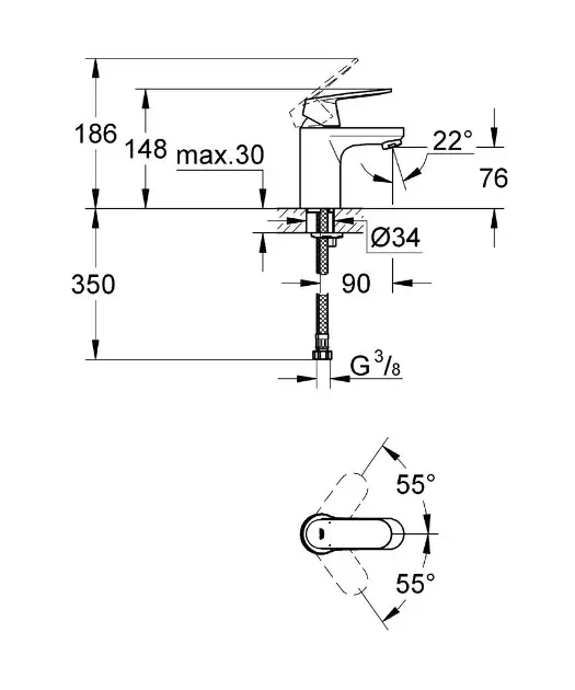 Grohe - Eurosmart Cosmopolitan - Mosdó csaptelep - 32824000 – 2. kép