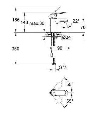 Grohe - Eurosmart Cosmopolitan - Mosdó csaptelep - 3282700E – 2. kép