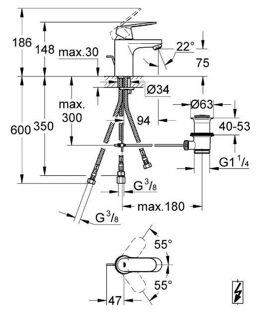 Grohe - Eurosmart Cosmopolitan - Mosdó csaptelep - 32955000 – 2. kép