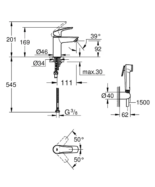 Grohe - Eurosmart - Mosdó csaptelep - 23124003 – 2. kép