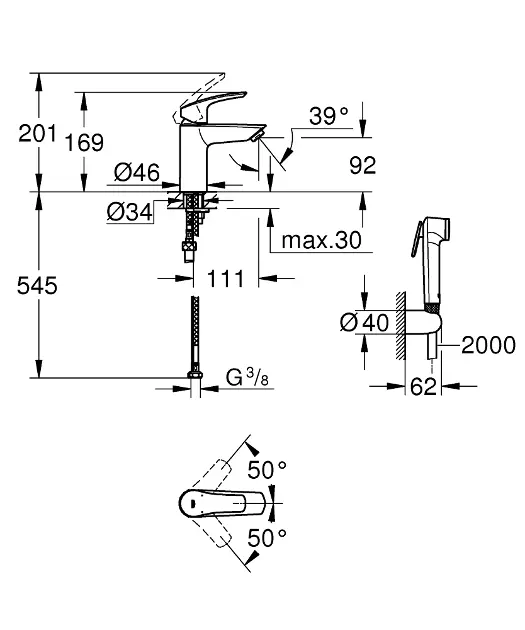 Grohe - Eurosmart - Mosdó csaptelep - 231242433 – 2. kép