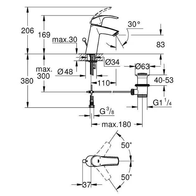 Grohe - Eurosmart - Mosdó csaptelep - 23322001 – 2. kép