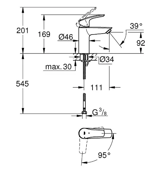 Grohe - Eurosmart - Mosdó csaptelep - 23974003 – 2. kép