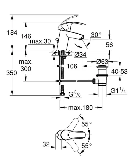 Grohe - Eurosmart - Mosdó csaptelep - 33265002 – 2. kép