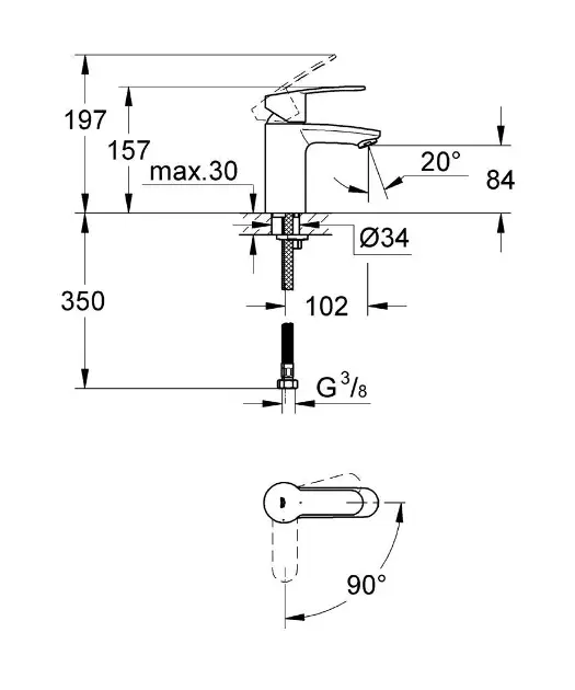 Grohe - Eurostyle Cosmopolitan - Mosdó csaptelep - 2337320E – 2. kép