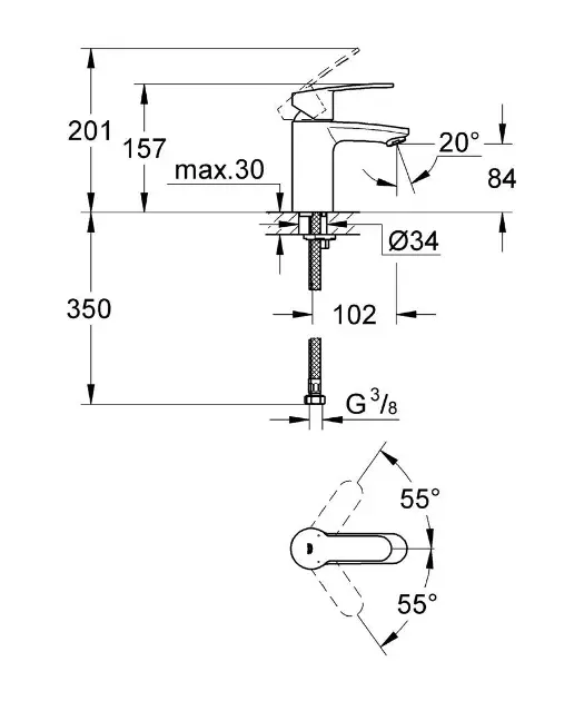 Grohe - Eurostyle Cosmopolitan - Mosdó csaptelep - 3246820E – 2. kép