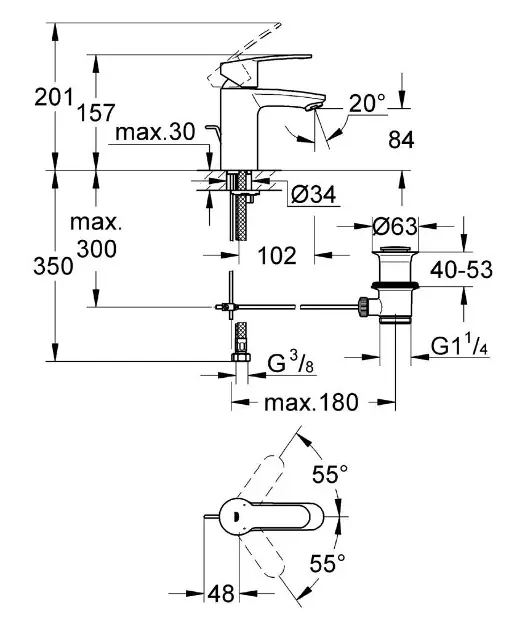 Grohe - Eurostyle Cosmopolitan - Mosdó csaptelep - 3355220E – 2. kép