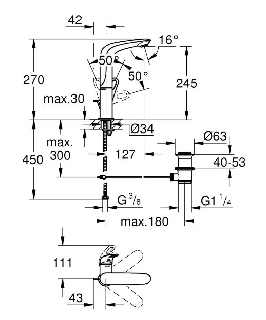 Grohe - Eurostyle - Mosdó csaptelep - 23569003 – 2. kép
