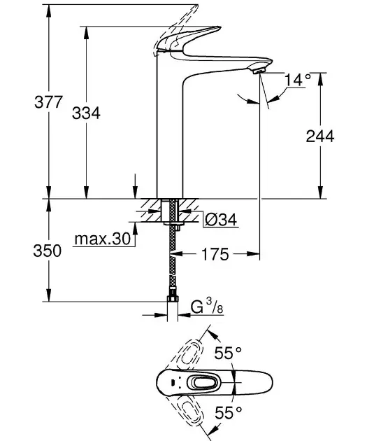 Grohe - Eurostyle - Mosdó csaptelep - 23570LS3 – 2. kép