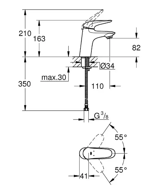 Grohe - Eurostyle - Mosdó csaptelep - 23715003 – 2. kép
