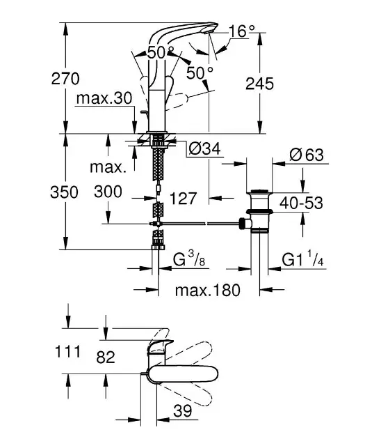Grohe - Eurostyle - Mosdó csaptelep - 23718003 – 2. kép