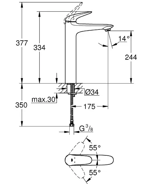 Grohe - Eurostyle - Mosdó csaptelep - 23719003 – 2. kép