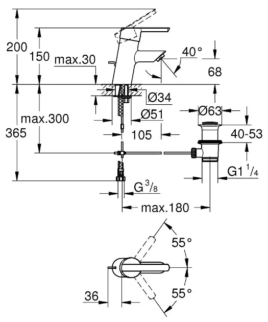 Grohe - Feel - Mosdó csaptelep - 32557000 – 2. kép
