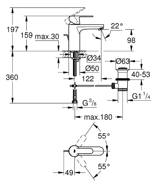 Grohe - Get - Mosdó csaptelep - 23454000 – 2. kép