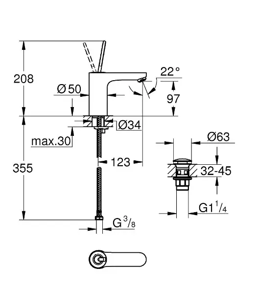 Grohe - Get - Mosdó csaptelep - 23800000 – 2. kép