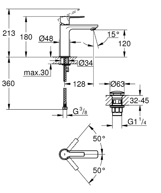 Grohe - Lineare - Mosdó csaptelep - 23106AL1 – 2. kép