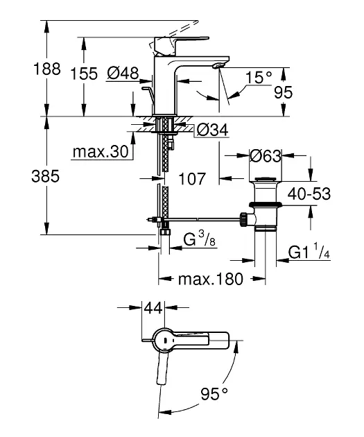 Grohe - Lineare - Mosdó csaptelep - 23790001 – 2. kép