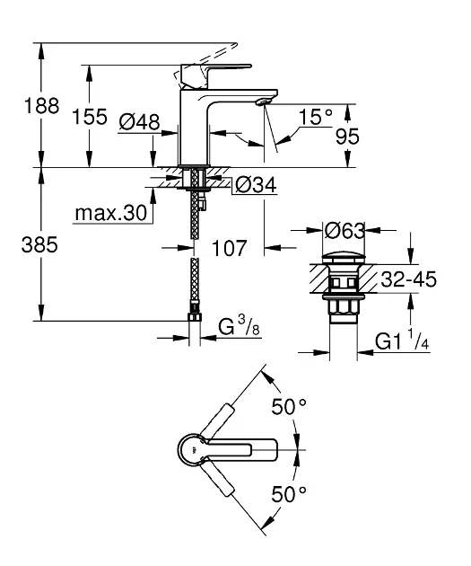Grohe - Lineare - Mosdó csaptelep - 23791001 – 2. kép