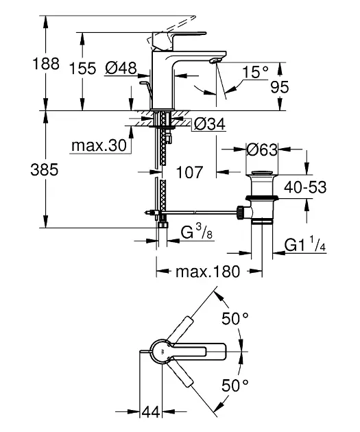 Grohe - Lineare - Mosdó csaptelep - 32109AL1 – 2. kép