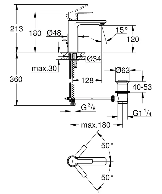 Grohe - Lineare - Mosdó csaptelep - 32114001 – 2. kép