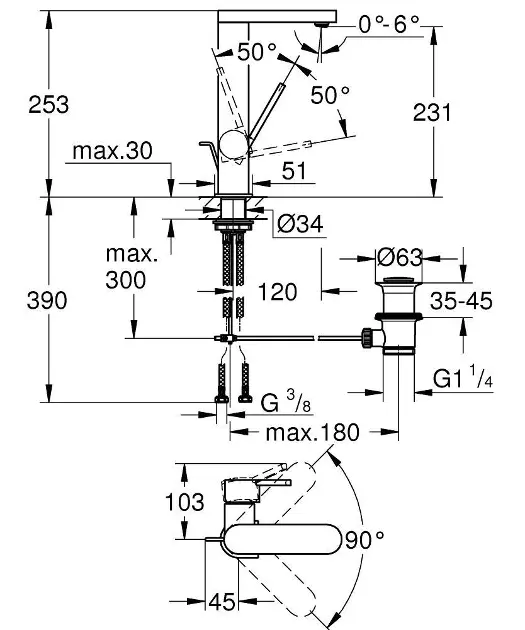 Grohe - Plus - Mosdó csaptelep - 23851003 – 2. kép