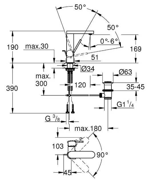 Grohe - Plus - Mosdó csaptelep - 23871003 – 2. kép