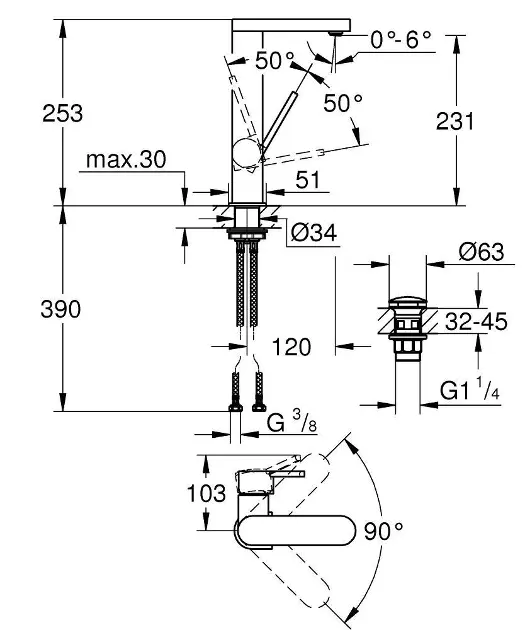 Grohe - Plus - Mosdó csaptelep - 23873003 – 2. kép