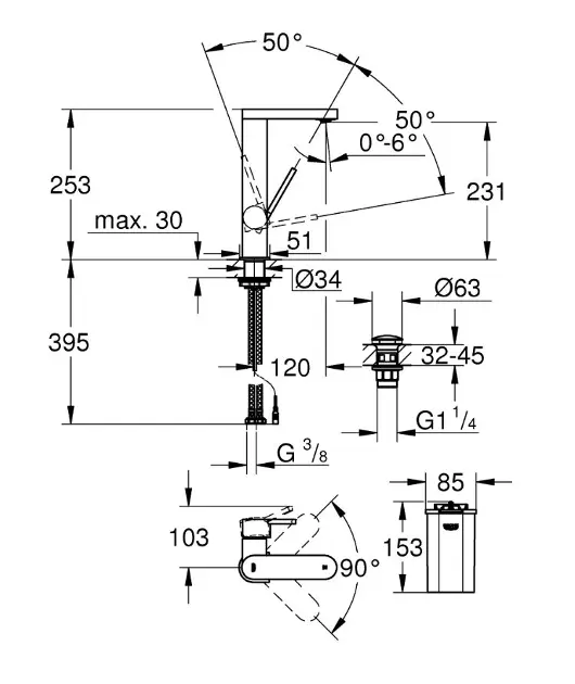 Grohe - Plus - Mosdó csaptelep - 23959003 – 2. kép