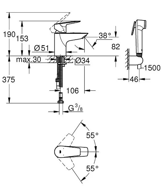 Grohe - Start Edge - Mosdó csaptelep - 23773001 – 2. kép