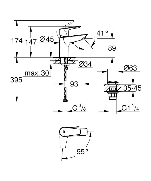 Grohe - Start Edge - Mosdó csaptelep - 23900001 – 2. kép