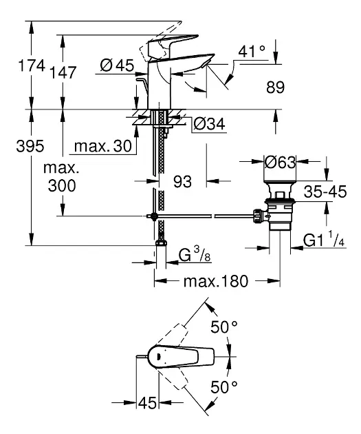 Grohe - Start Edge - Mosdó csaptelep - 24196001 – 2. kép