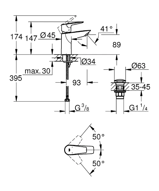 Grohe - Start Edge - Mosdó csaptelep - 24199001 – 2. kép
