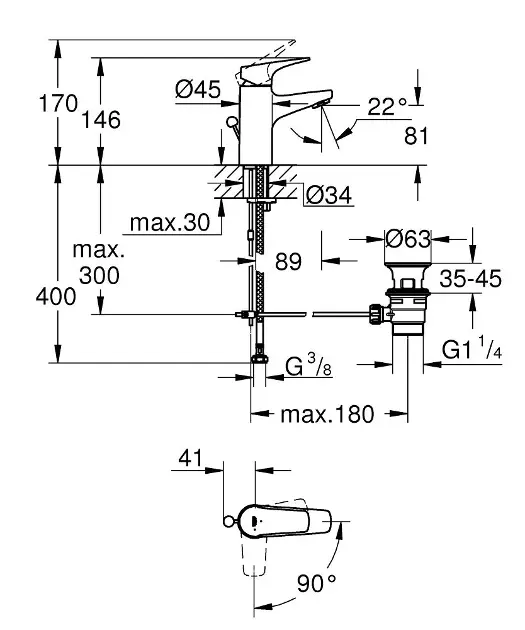 Grohe - Start Flow - Mosdó csaptelep - 23769000 – 2. kép