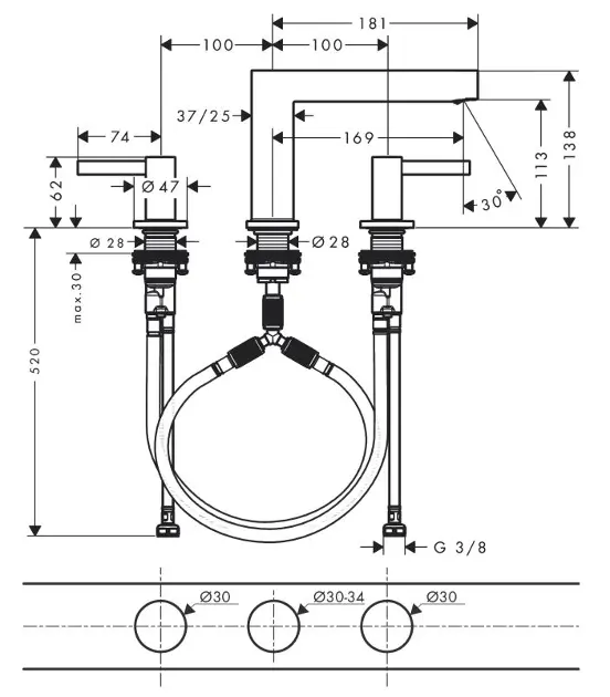 Hansgrohe - Finoris - Mosdó csaptelep - 76033670 – 2. kép