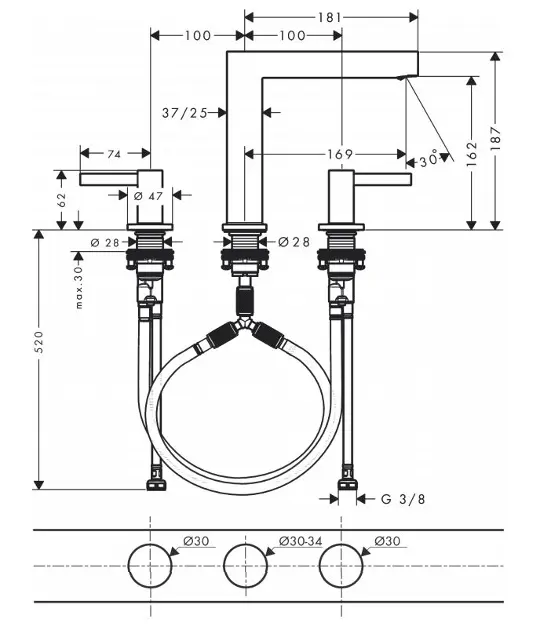 Hansgrohe - Finoris - Mosdó csaptelep - 76034670 – 2. kép