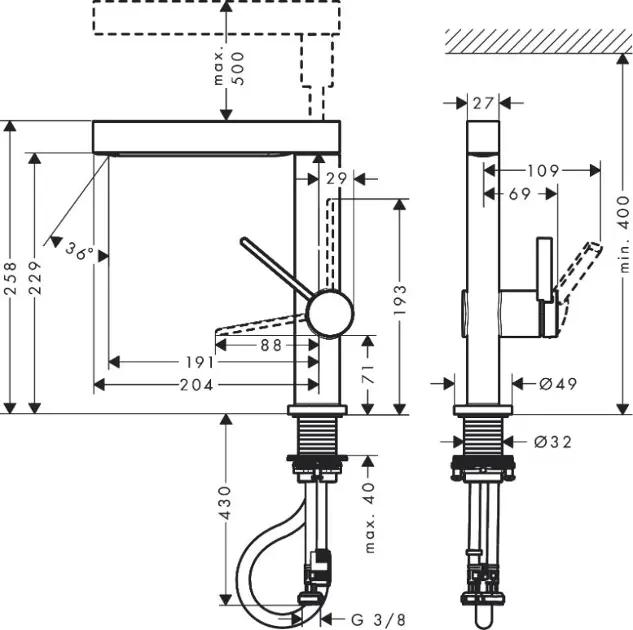 Hansgrohe - Finoris - Mosdó csaptelep - 76063140 – 2. kép