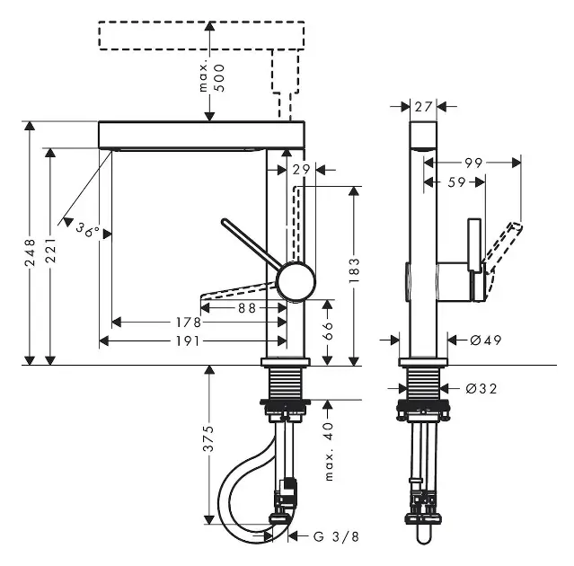 Hansgrohe - Finoris - Mosdó csaptelep - 76063670 – 2. kép