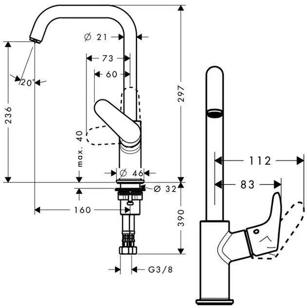 Hansgrohe - Focus E2 - Mosdó csaptelep - 31519000 – 2. kép