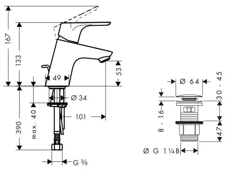 Hansgrohe - Focus E2 - Mosdó csaptelep - 31604000 – 2. kép