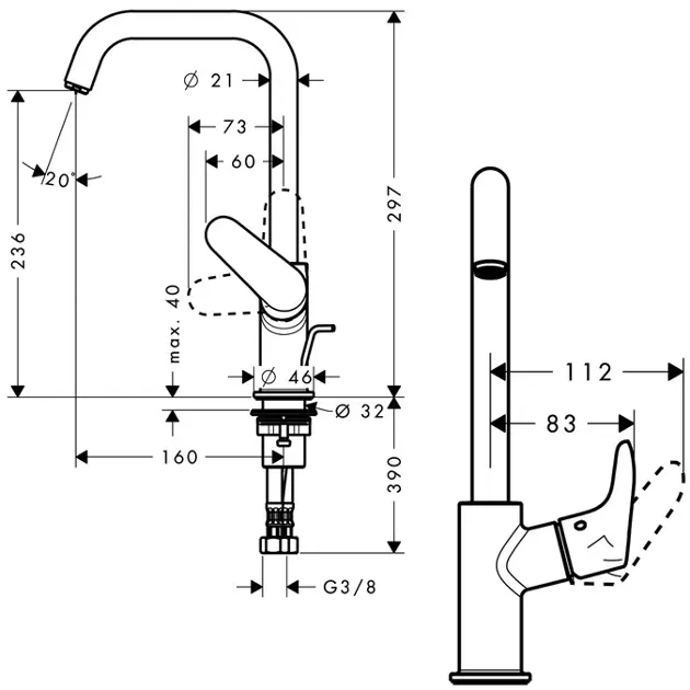Hansgrohe - Focus E2 - Mosdó csaptelep - 31609000 – 2. kép