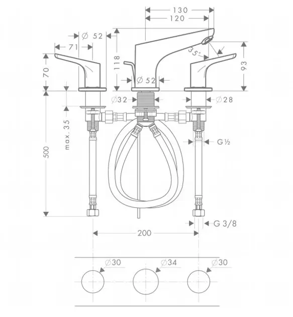 Hansgrohe - Focus E2 - Mosdó csaptelep - 31937000 – 2. kép