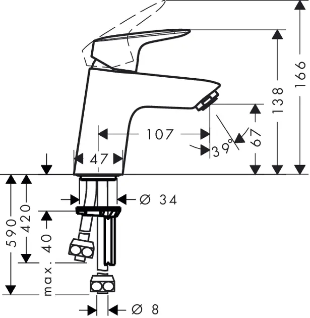 Hansgrohe - Logis - Mosdó csaptelep - 71074000 – 2. kép