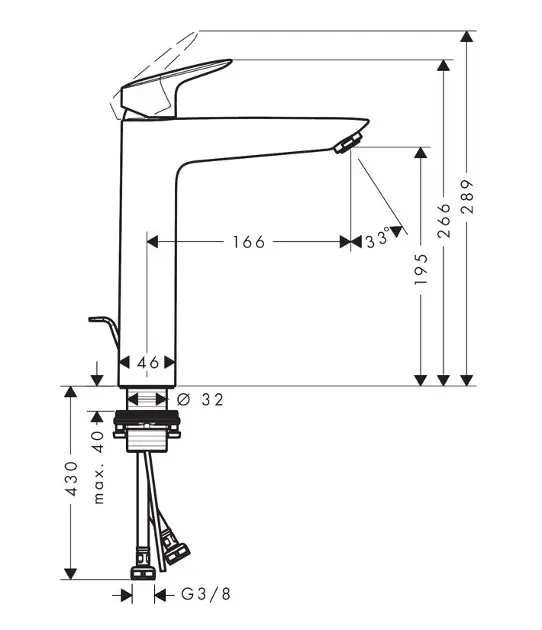 Hansgrohe - Logis - Mosdó csaptelep - 71090670 – 2. kép