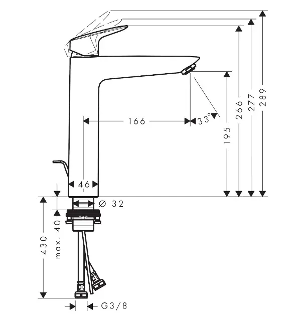 Hansgrohe - Logis - Mosdó csaptelep - 71095000 – 2. kép