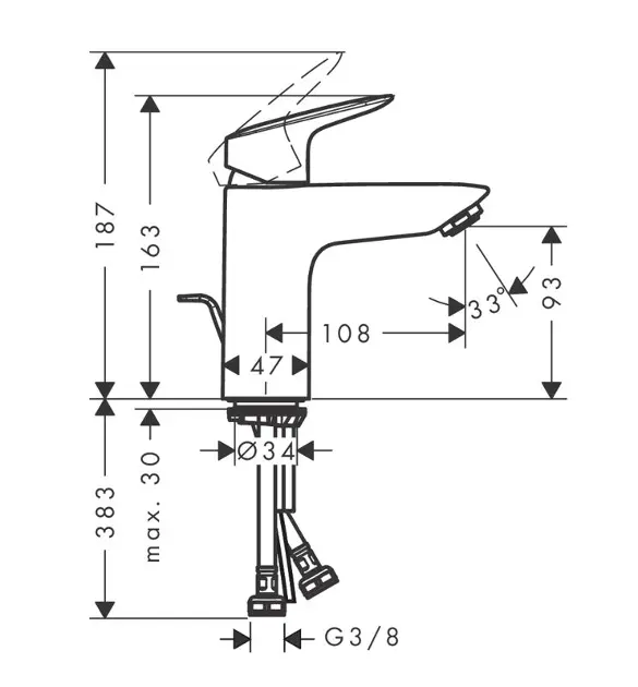 Hansgrohe - Logis - Mosdó csaptelep - 71100670 – 2. kép