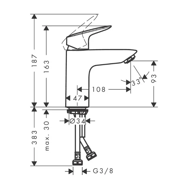 Hansgrohe - Logis - Mosdó csaptelep - 71101670 – 2. kép