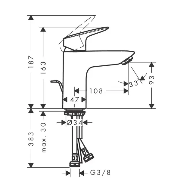 Hansgrohe - Logis - Mosdó csaptelep - 71102670 – 2. kép